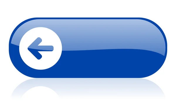 Flecha izquierda azul web icono brillante — Foto de Stock