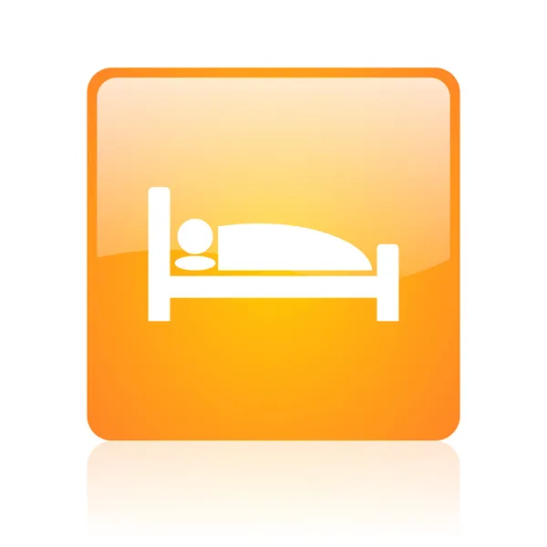 Hotel orange square glossy web icon — Stock Photo, Image