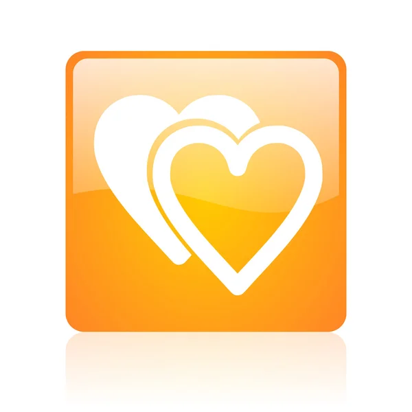 Love orange square glossy web icon — Stock Photo, Image