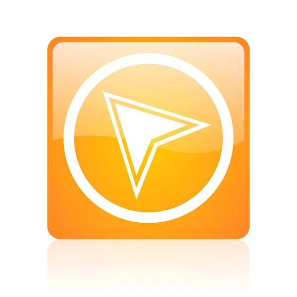 Navigation orange square glossy web icon — Stock Photo, Image