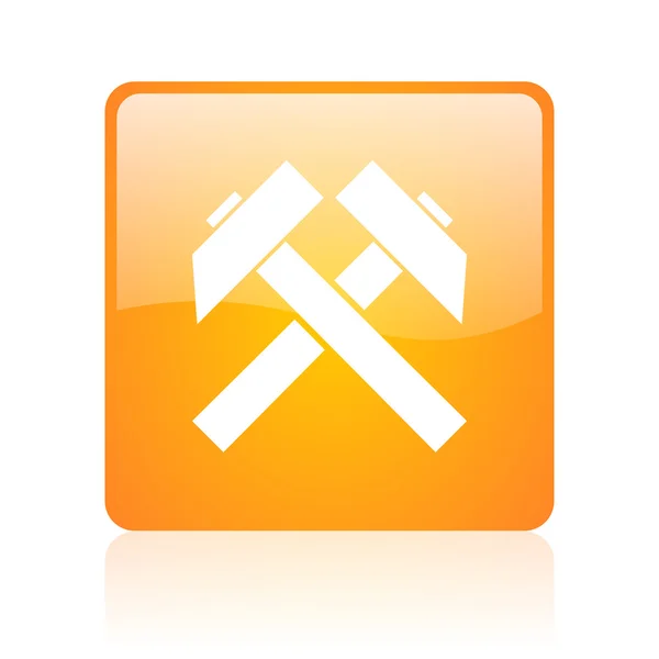 Minería naranja cuadrado brillante icono web —  Fotos de Stock