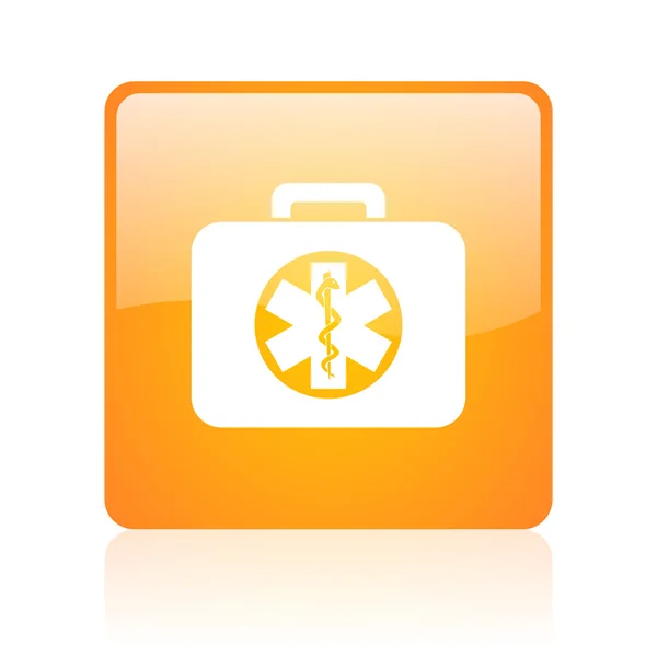 Rettungsset orange quadratisch glänzend Web-Symbol — Stockfoto