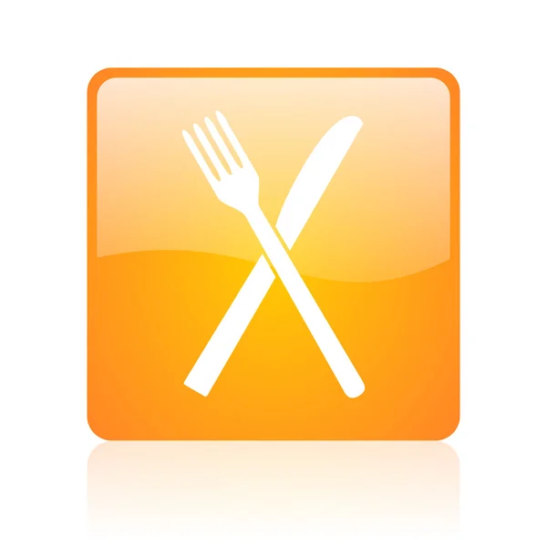 Gıda turuncu kare parlak web simgesi — Stok fotoğraf