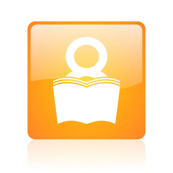 Βιβλίο πορτοκαλί εικονίδιο web τετράγωνο γυαλιστερό — Φωτογραφία Αρχείου