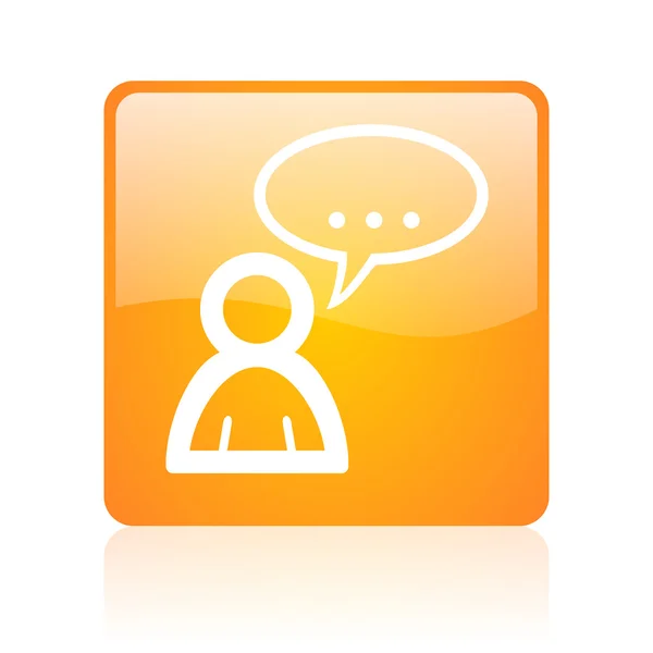 Forum orange square glossy web icon — Stock Photo, Image