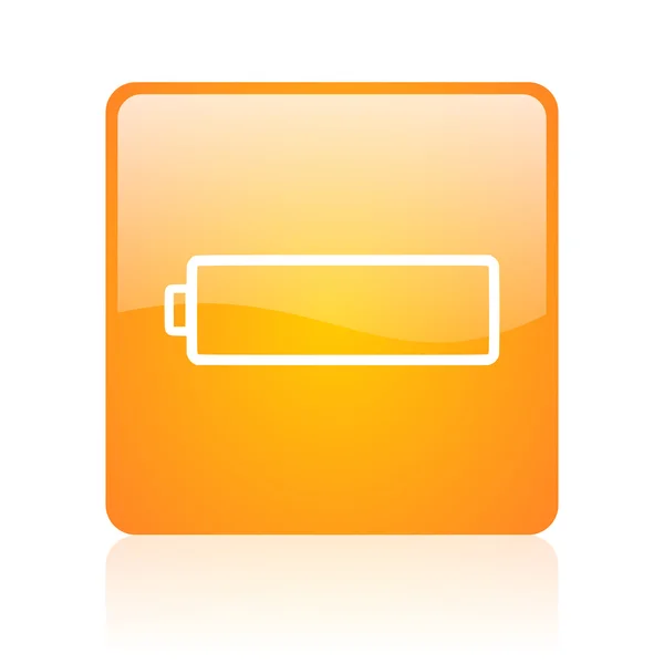 Bateria laranja quadrado brilhante ícone web — Fotografia de Stock