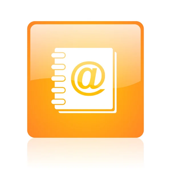 Adresář oranžový čtverec lesklý web ikony — Stock fotografie