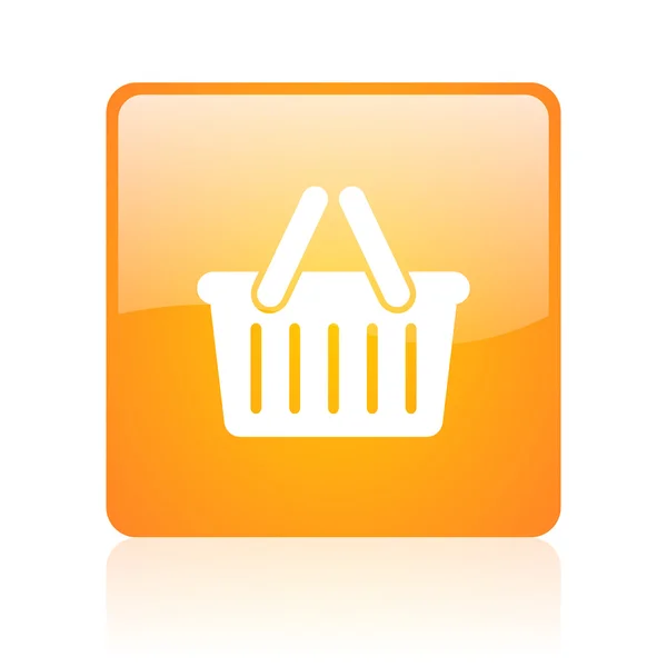 Carrello shopping orange square glossy web icon — Foto Stock
