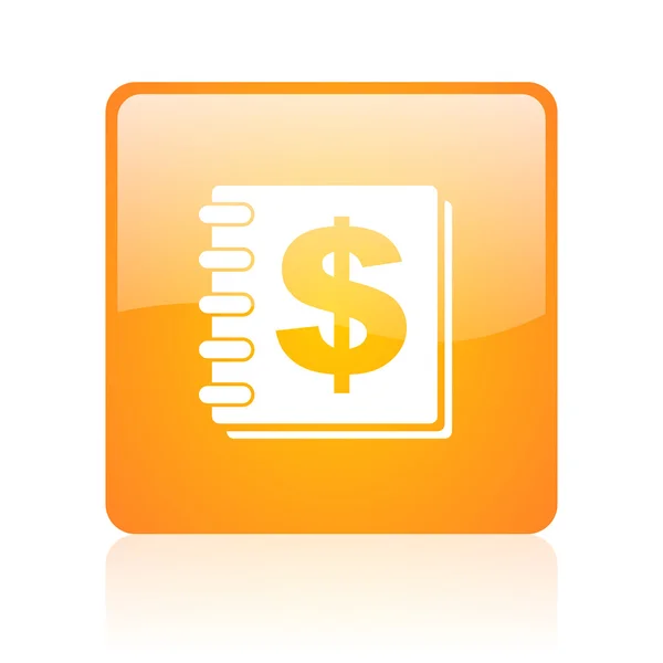 Geld orange quadratisch glänzend Web-Symbol — Stockfoto