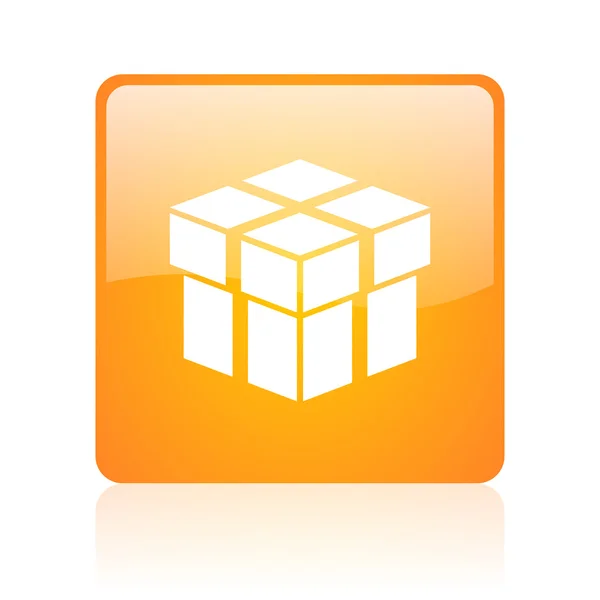 Vak oranje vierkant glanzend web icoontje — Stockfoto