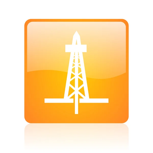 Foratura arancione quadrato lucido icona web — Foto Stock
