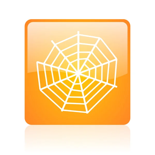 Spinnennetz orange quadratisch glänzend Web-Symbol — Stockfoto