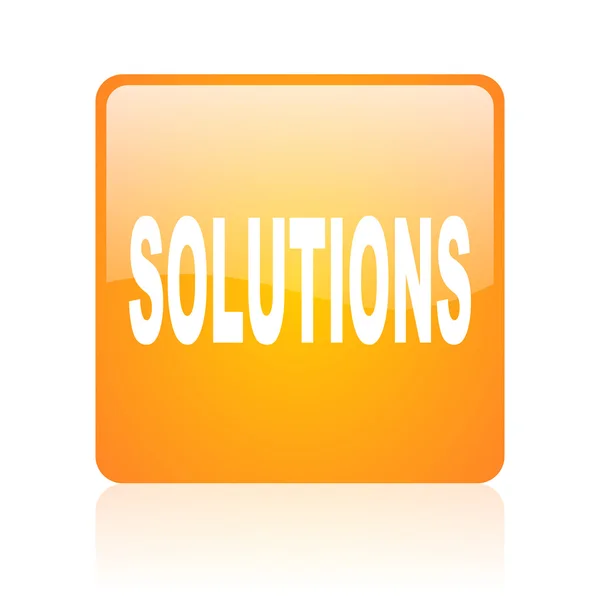 Solutions orange square glossy web icon — Stock Photo, Image