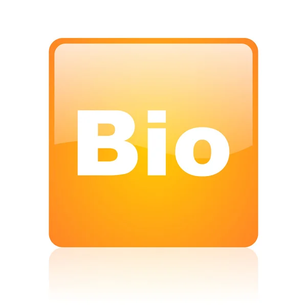 Bio Orange Quadrat Hochglanz Web-Symbol — Stockfoto