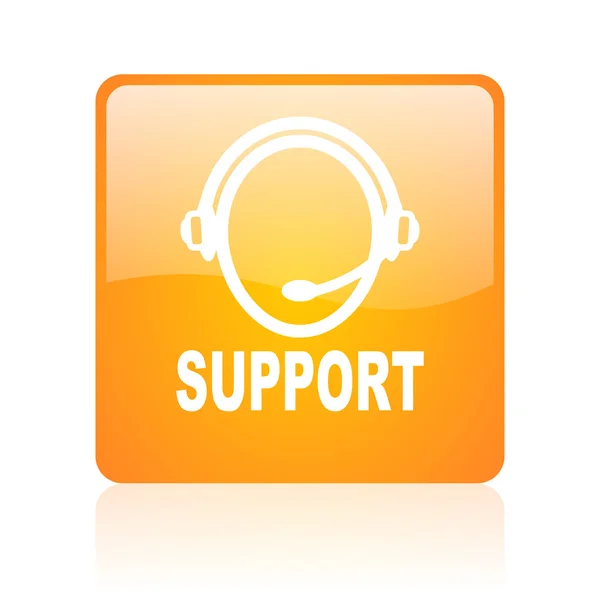 Support orange square glossy web icon — Stock Photo, Image