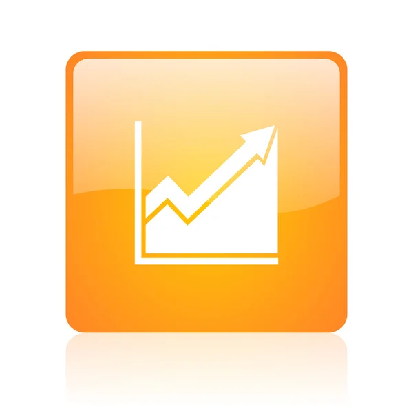 Histogram orange square glossy web icon — Stock Photo, Image