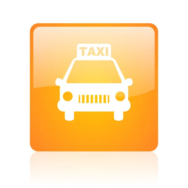 Taxi orange square glossy web icon — Stock Photo, Image