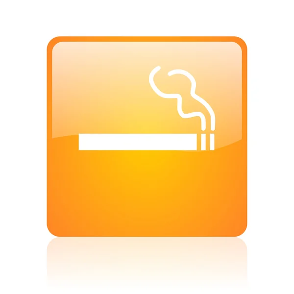 Fumar naranja cuadrado brillante web icono —  Fotos de Stock