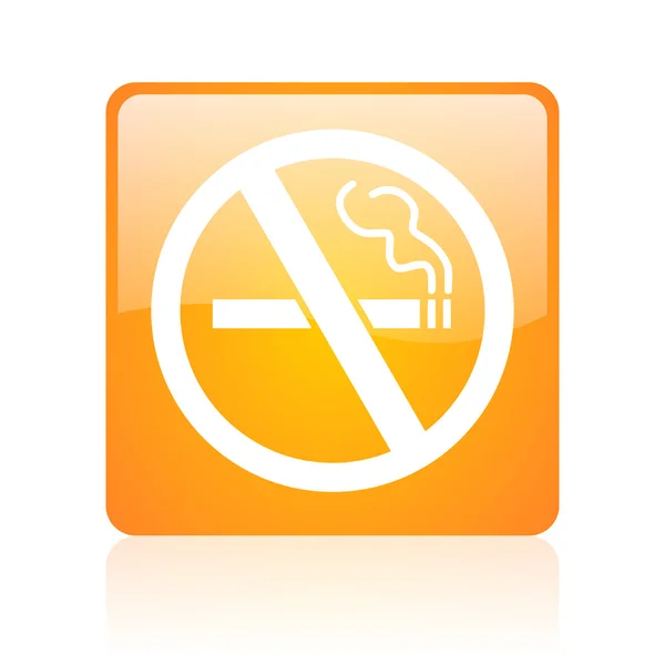 Não fumar laranja quadrado brilhante ícone web — Fotografia de Stock