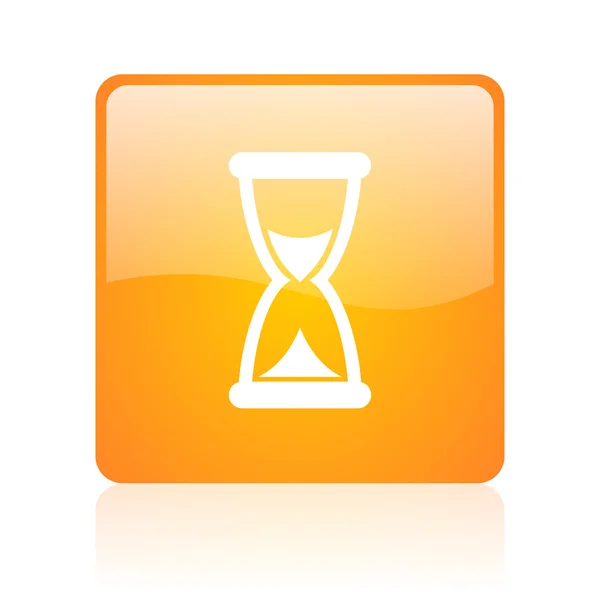 Time orange square glossy web icon — Stock Photo, Image