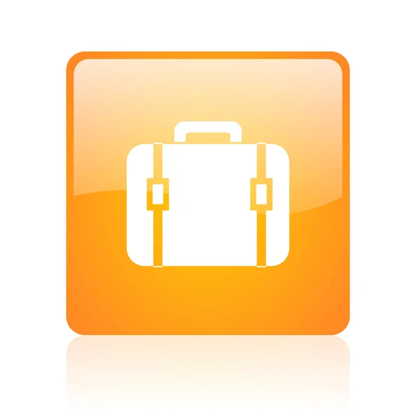 Zavazadla oranžový čtvereček lesklý web ikony — Stock fotografie
