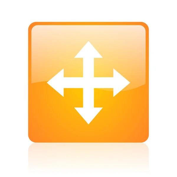 Frecce arancione quadrato lucido icona web — Foto Stock