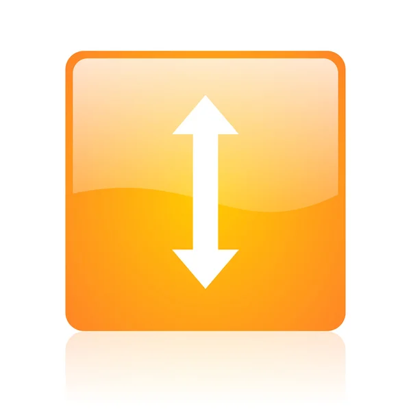 Flechas laranja quadrado brilhante ícone web — Fotografia de Stock