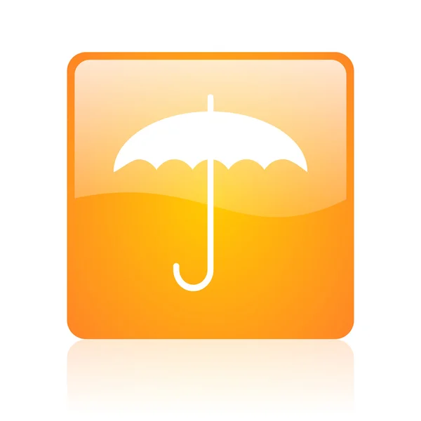 傘のオレンジ正方形光沢のあるウェブのアイコン — ストック写真