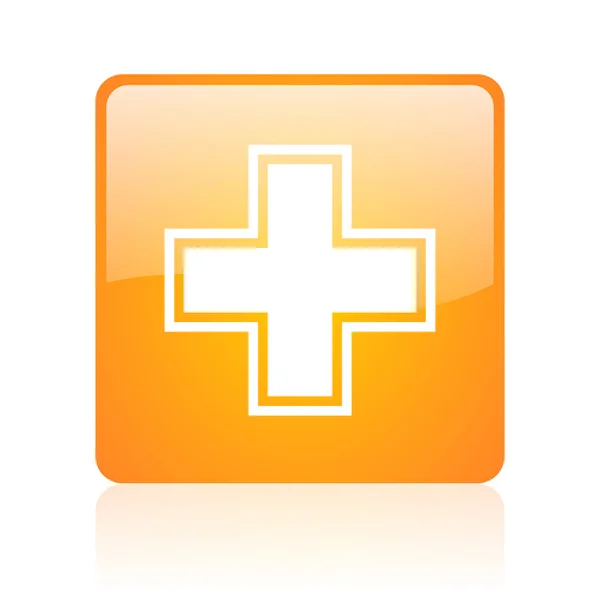 Farmácia laranja quadrado brilhante ícone web — Fotografia de Stock