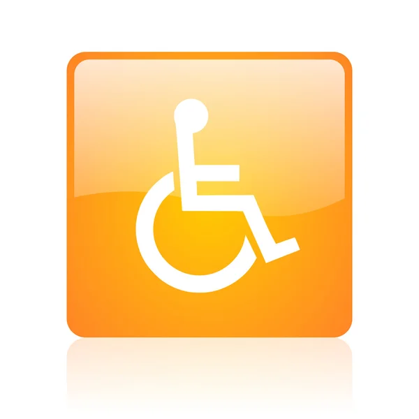 Accessibility orange square glossy web icon — Stock Photo, Image