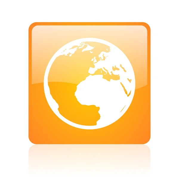 Terre orange carré brillant icône web — Photo