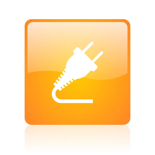 Plug orange square glossy web icon — Stock Photo, Image