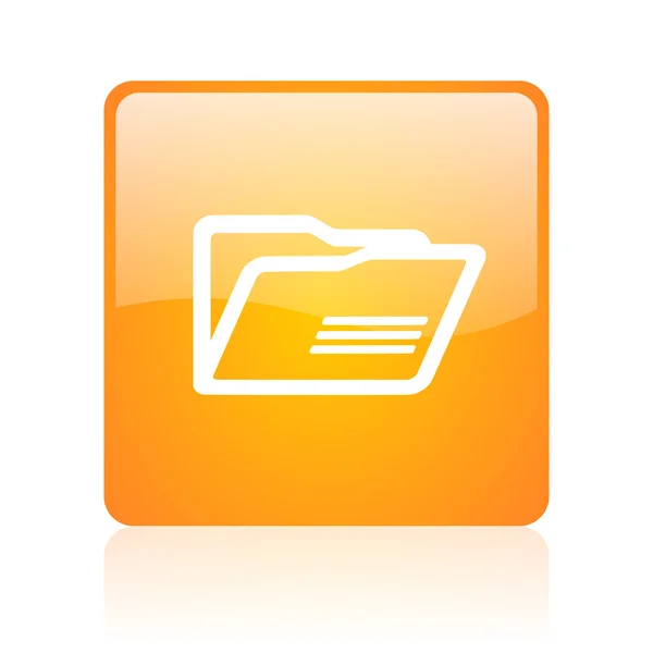 Map oranje vierkante glanzend web pictogram — Stockfoto