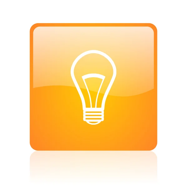 Lampadina arancione quadrato lucido web icon — Foto Stock