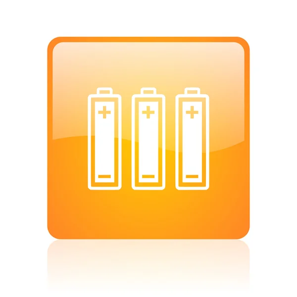 Batterien orange quadratisch glänzend Web-Symbol — Stockfoto