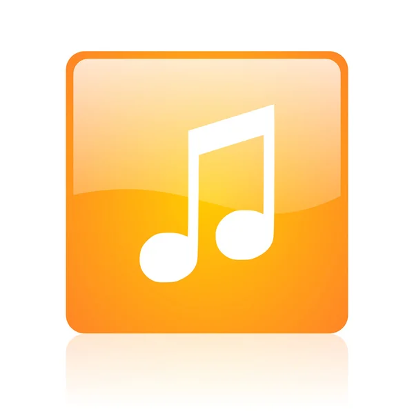 Musica arancione quadrato lucido web icon — Foto Stock