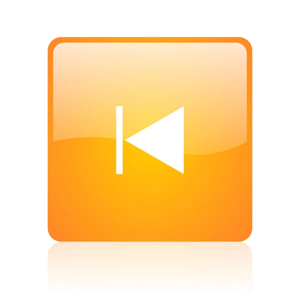 Prev orange square glossy web icon — Stock Photo, Image