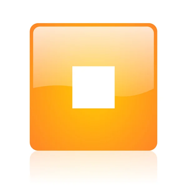 Opri portocaliu pătrat lucios web icon — Fotografie, imagine de stoc