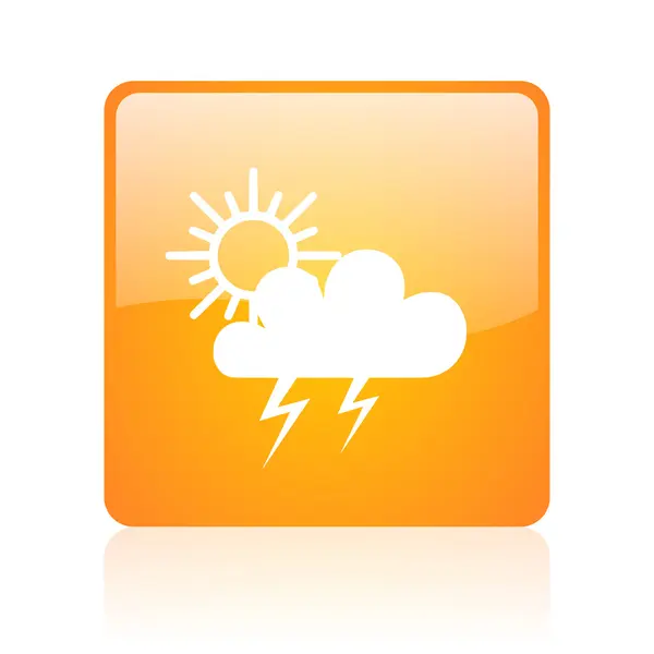 Weather forecast orange square glossy web icon — Stock Photo, Image