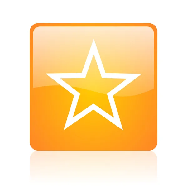 Estrela laranja quadrado brilhante ícone web — Fotografia de Stock