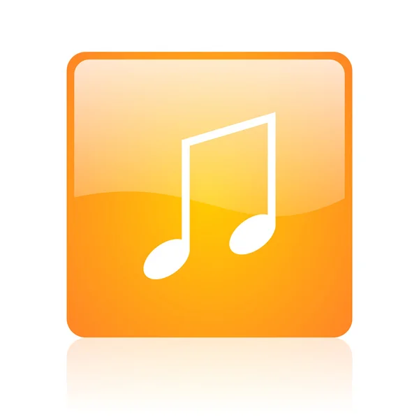 オレンジ色の音楽正方形の光沢の web アイコン — ストック写真