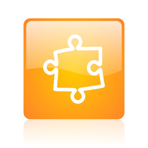 Puzzle orange square glossy web icon — Stock Photo, Image