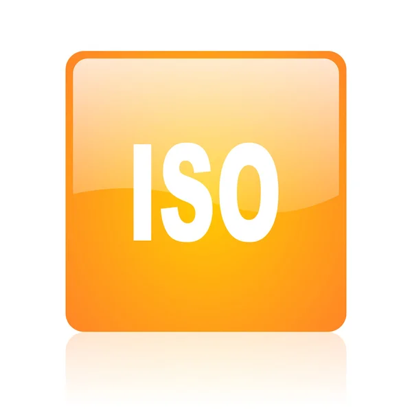 ISO πορτοκαλί τετράγωνο γυαλιστερό web εικονίδιο — Φωτογραφία Αρχείου