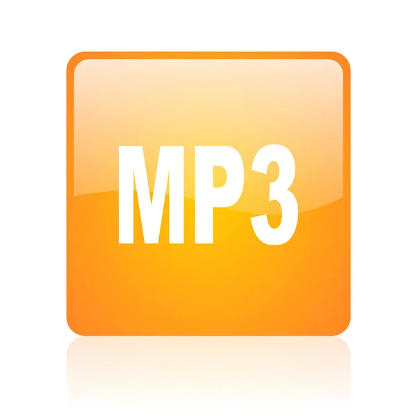 MP3 oranje vierkante glanzend web pictogram — Stockfoto