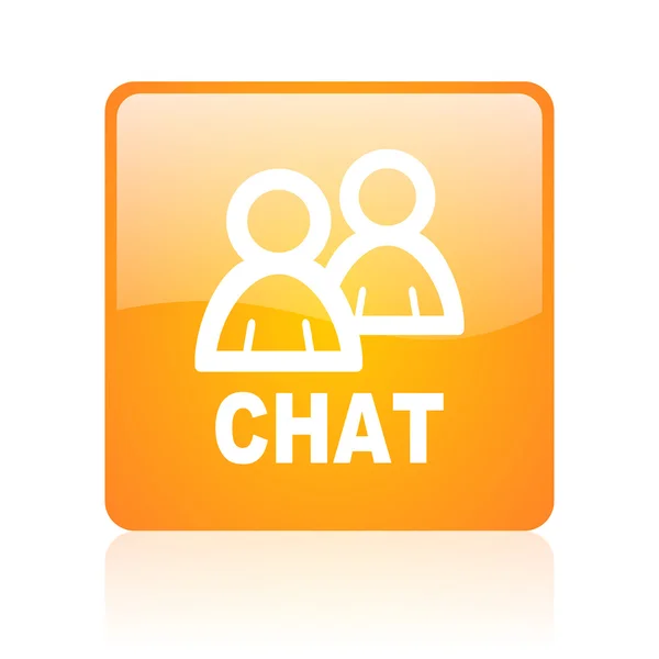 Chat orange square glossy web icon — Stock Photo, Image