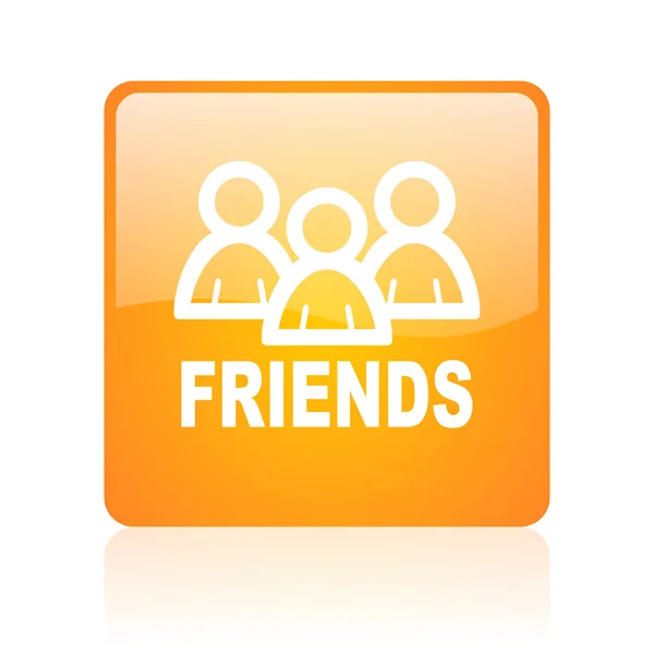 Przyjaciele pomarańczowy kwadrat WWW błyszczący ikona — Zdjęcie stockowe