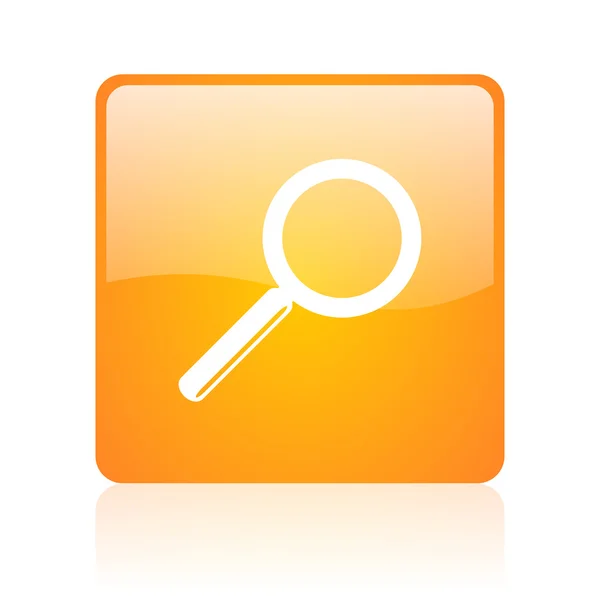 Search orange square glossy web icon — Stock Photo, Image