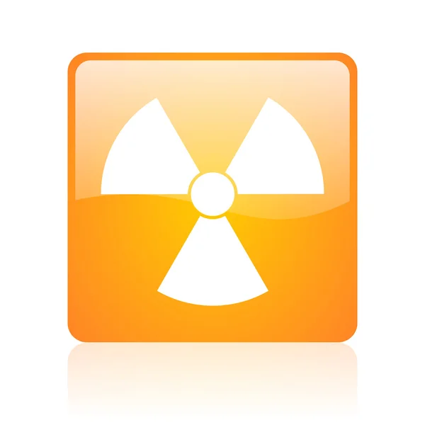 Radyasyon turuncu kare parlak web simgesi — Stok fotoğraf