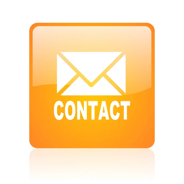 Contact orange square glossy web icon — Stock Photo, Image