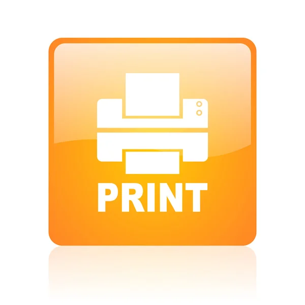 Imprimir naranja cuadrado brillante web icono — Foto de Stock